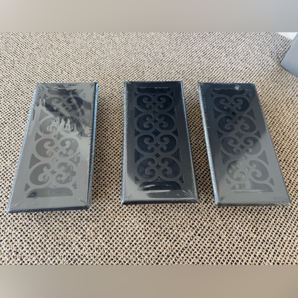 NEW 4x10 Floor Register/Grates - Black Scroll Pattern, price is for all three!